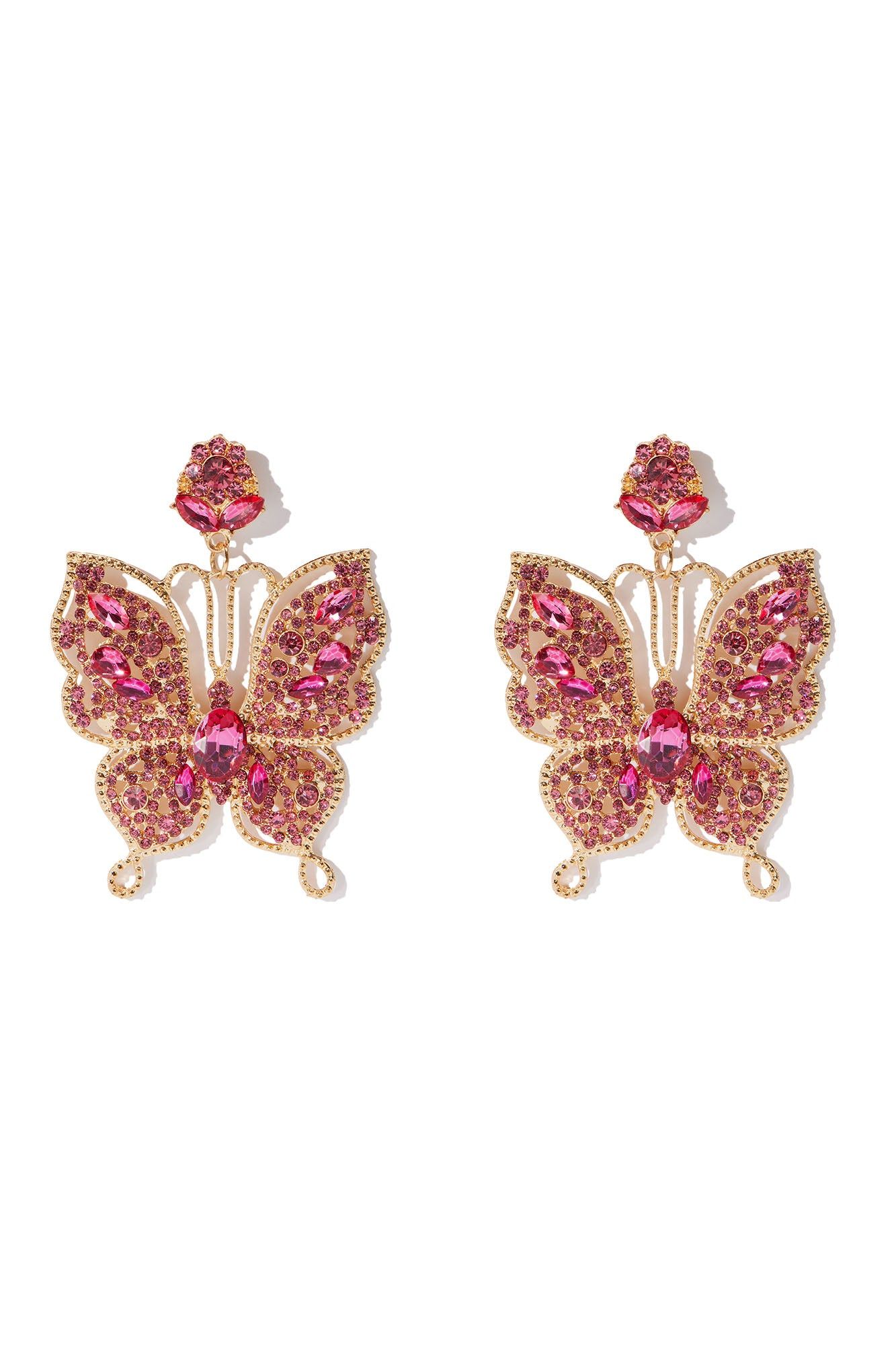 Catching Butterflies Earrings - Gold/Pink sold by Fashion Nova product image thumbnail 3