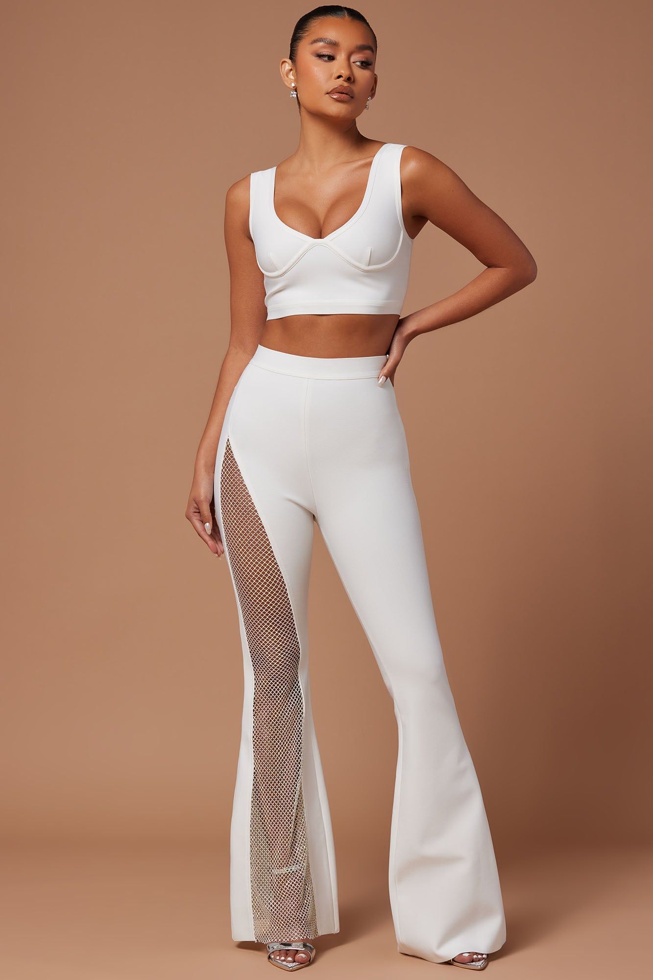 Raya Embellished Pant Set - White sold by Fashion Nova