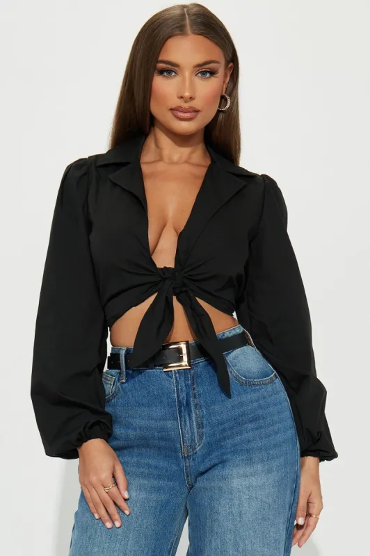 Carmen Poplin Blouse Top - Black sold by Fashion Nova