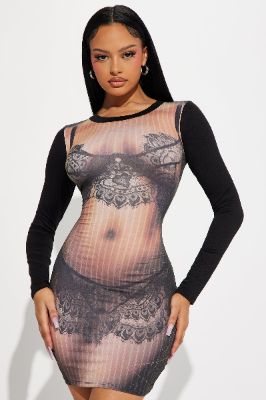 Mya Mini Dress - Black/combo sold by Fashion Nova