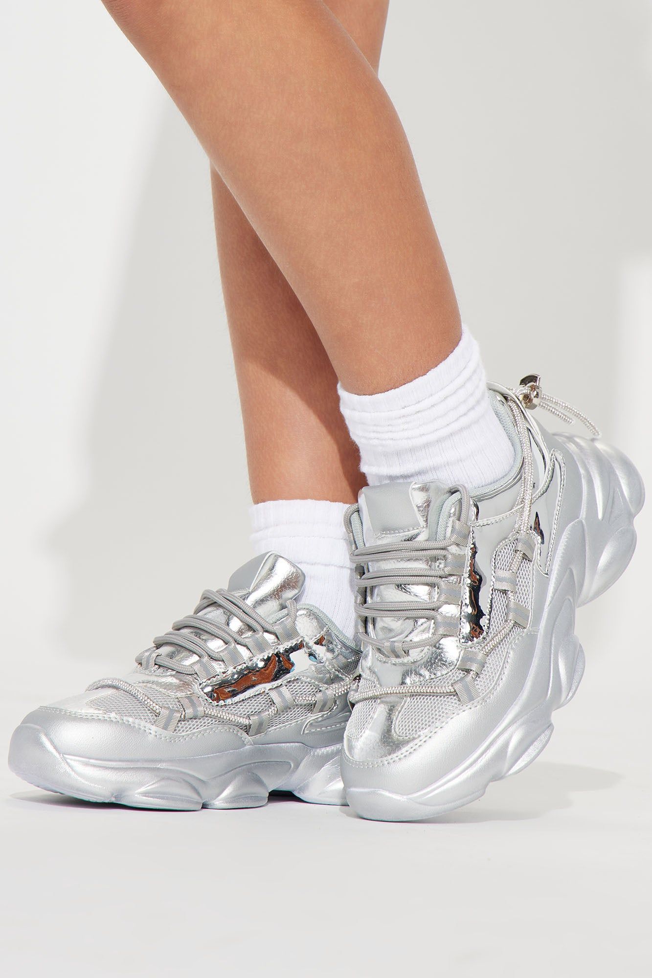 Mini In Your Future Sneakers - Silver sold by Fashion Nova