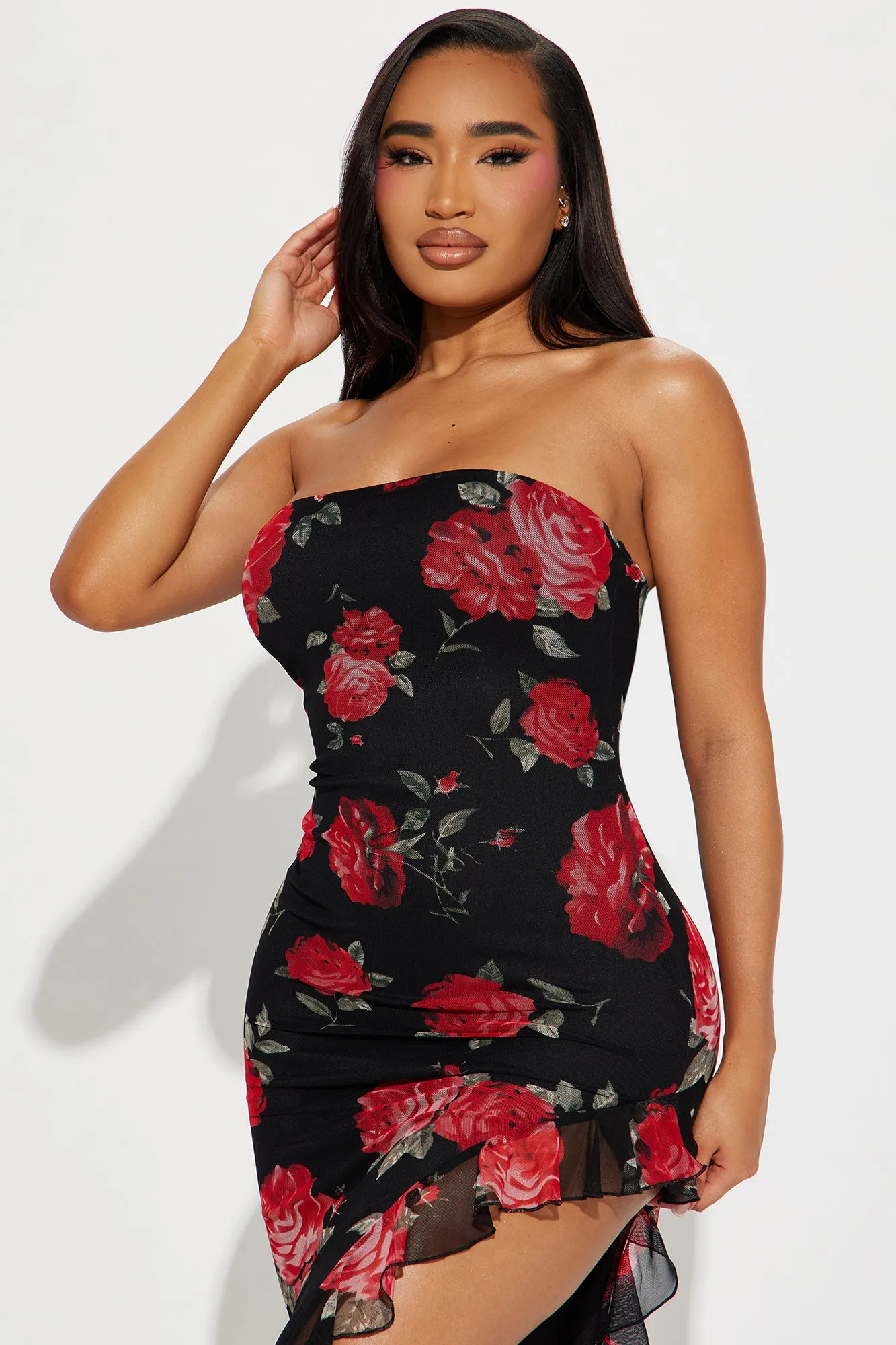 Camille Floral Mesh Maxi Dress - Black/combo sold by Fashion Nova product image thumbnail 2
