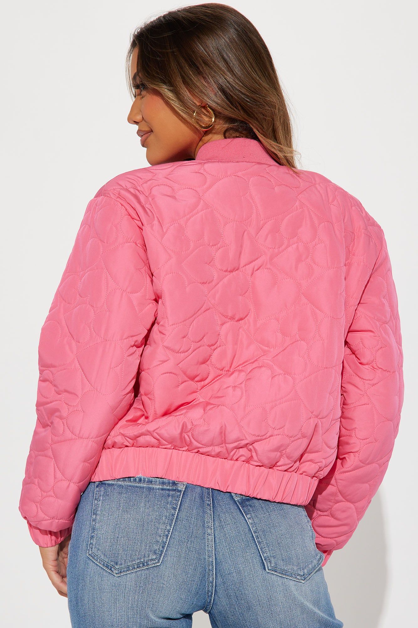 Heart Eyes Quilted Bomber Jacket - Pink sold by Fashion Nova product image thumbnail 3