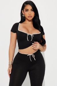 The Bow Era Pant Set - Black sold by Fashion Nova