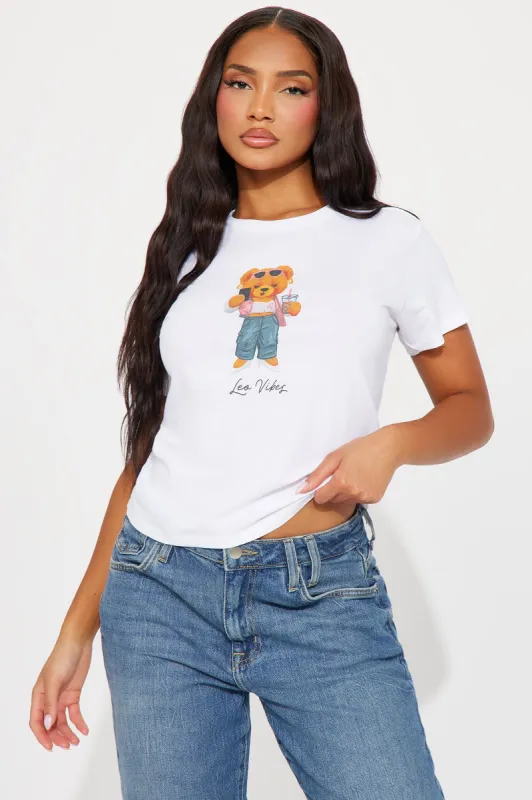 Leo Vibes All Day Teddy Tee - White sold by Fashion Nova