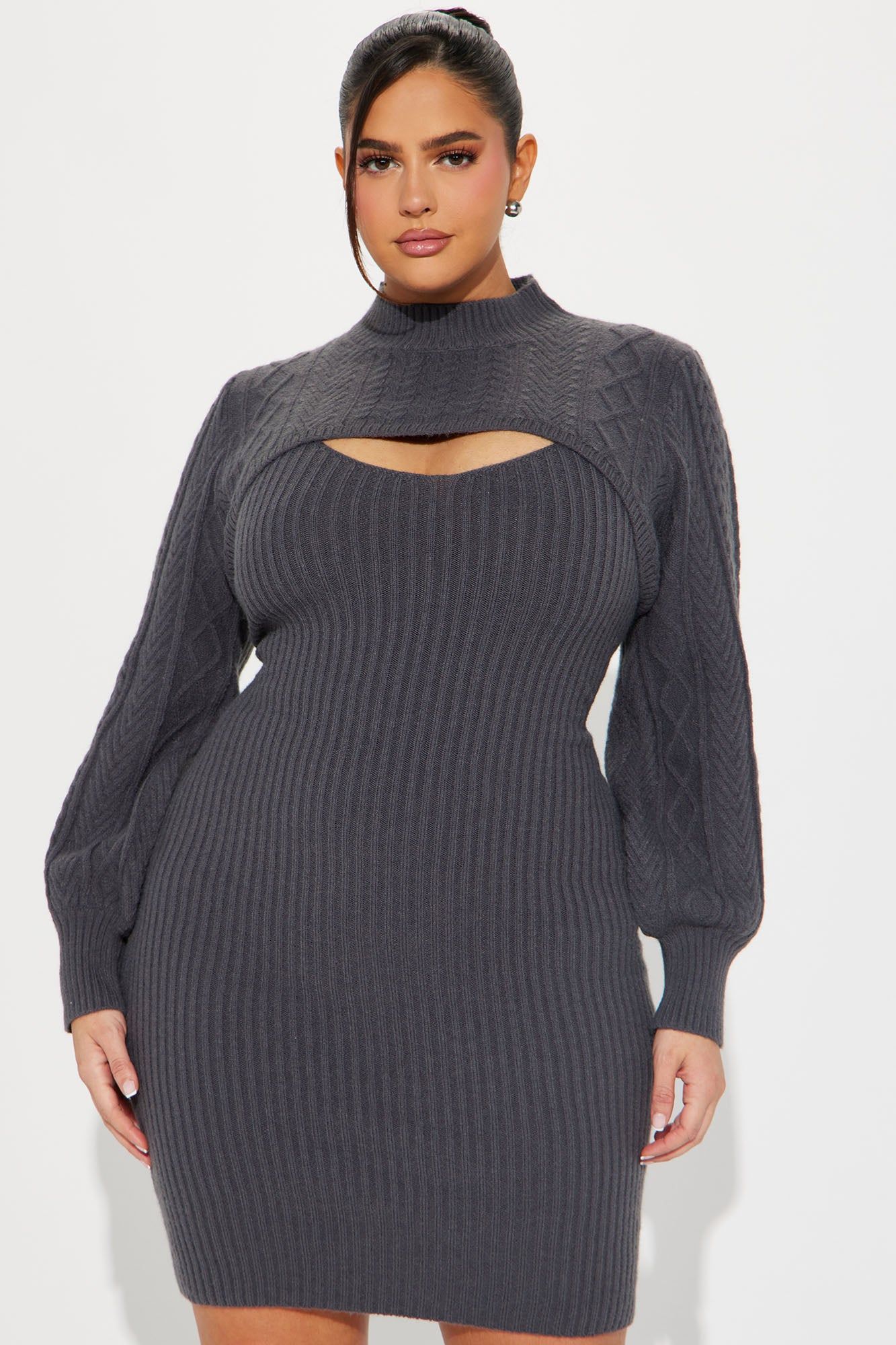 Wren Sweater Mini Dress Set - Charcoal sold by Fashion Nova product image thumbnail 4