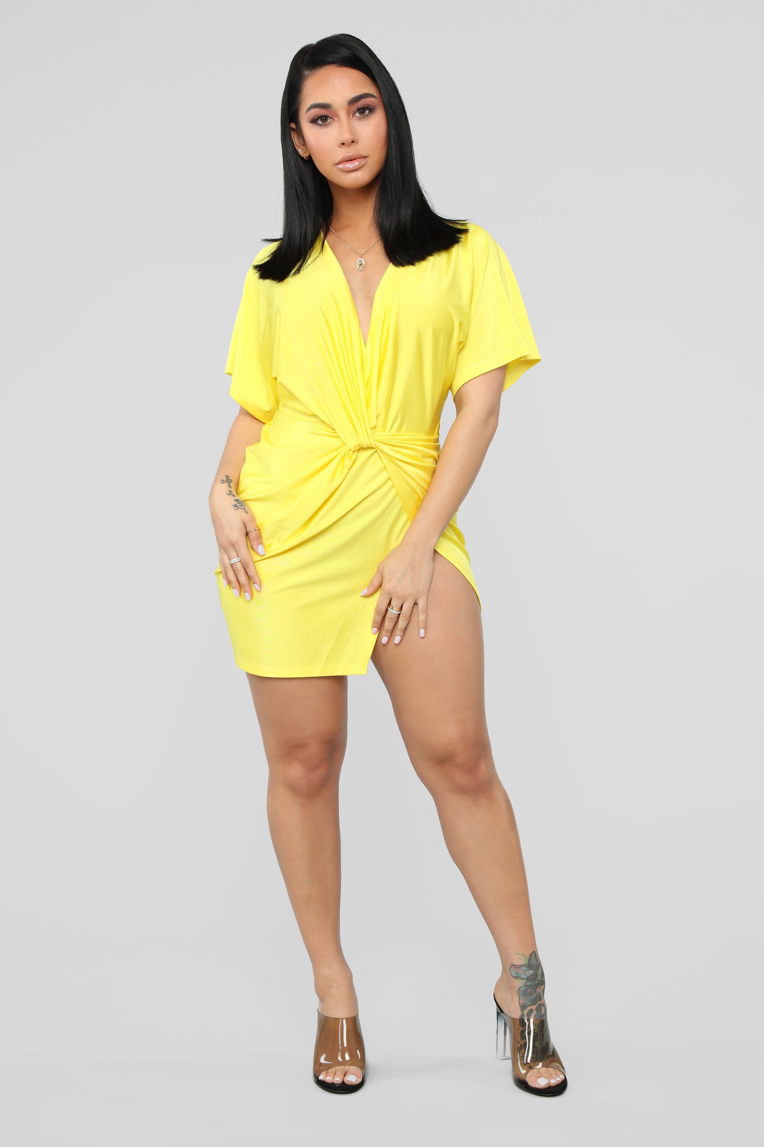 Do The Dolman Sleeve Dress - Neon Yellow sold by Fashion Nova product image thumbnail 2