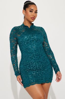 Darling Lace Mini Dress - Hunter sold by Fashion Nova