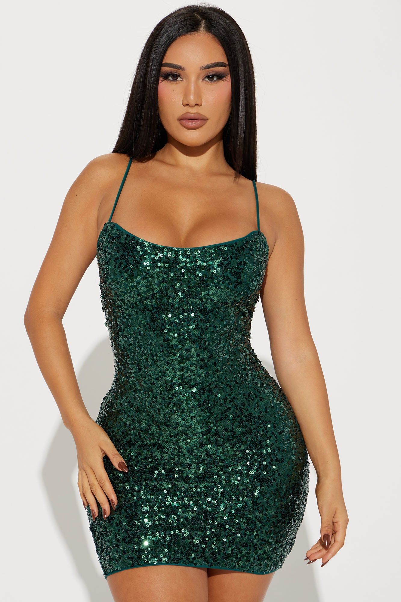 slim fit dress slacks Lime Green Sequin Strappy Mini Dress main image 0