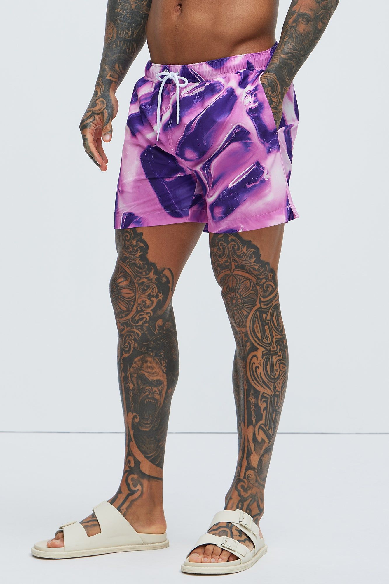 Douple Cup Swim Trunks - Purple sold by Fashion Nova