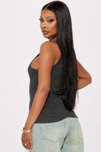 Hannah Ribbed Tank Top - Charcoal sold by Fashion Nova
