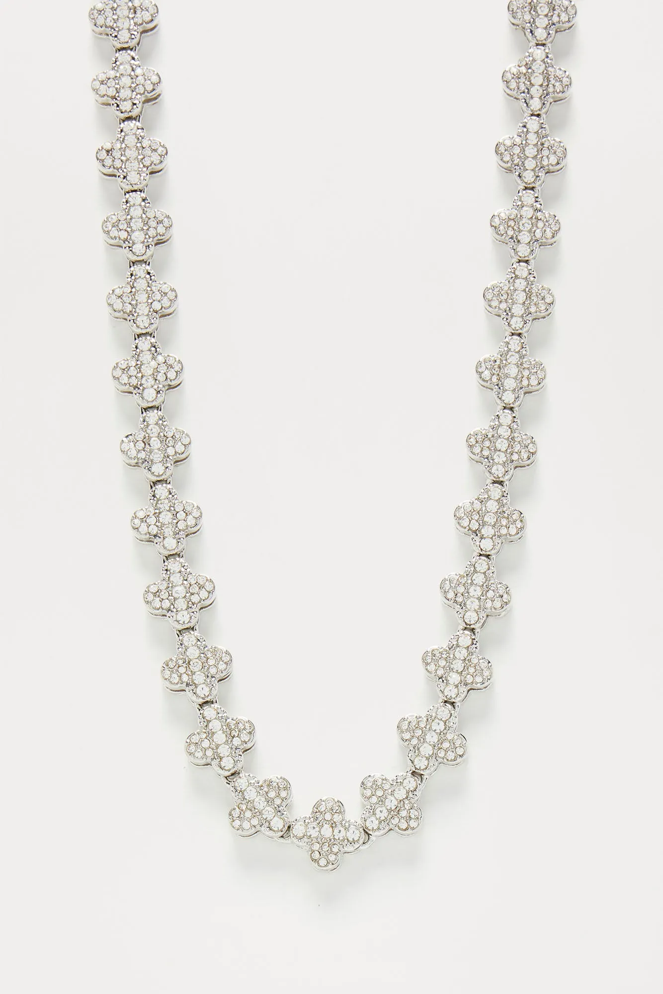 Iced Out Tennis Chain Necklace - Silver sold by Fashion Nova