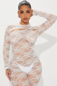 Love Me Lace Jumpsuit  - White sold by Fashion Nova