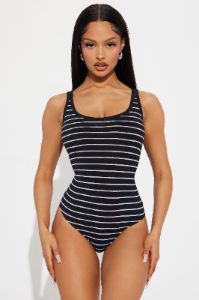 Sasha Striped Bodysuit - Black/White sold by Fashion Nova