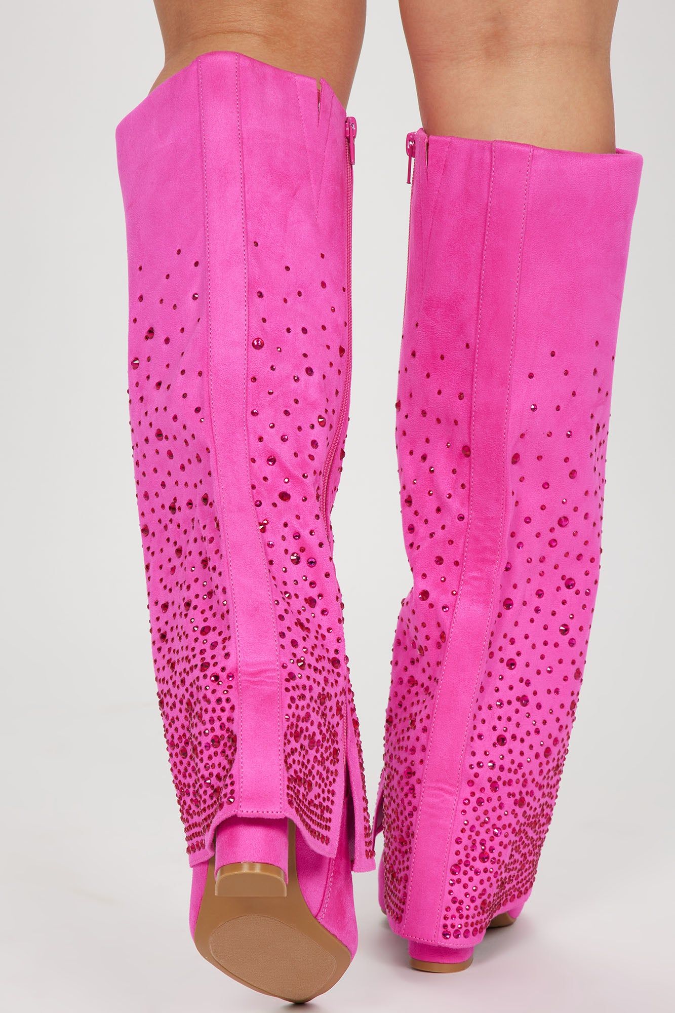 The Best Vibe Knee High Heeled Boots - Pink sold by Fashion Nova product image thumbnail 4