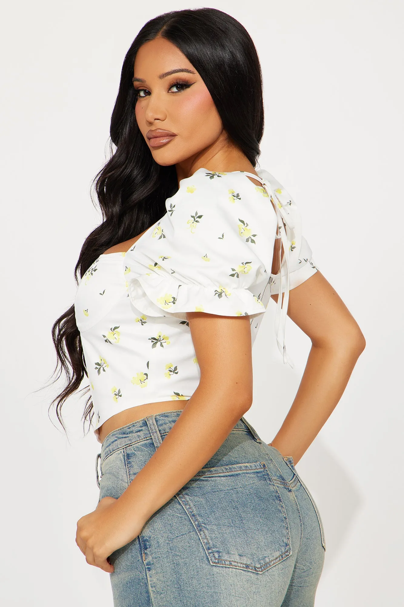 Athena Floral Corset Top - Ivory/combo sold by Fashion Nova product image thumbnail 3