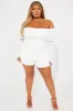 Zahraa Off Shoulder Romper - Ivory sold by Fashion Nova