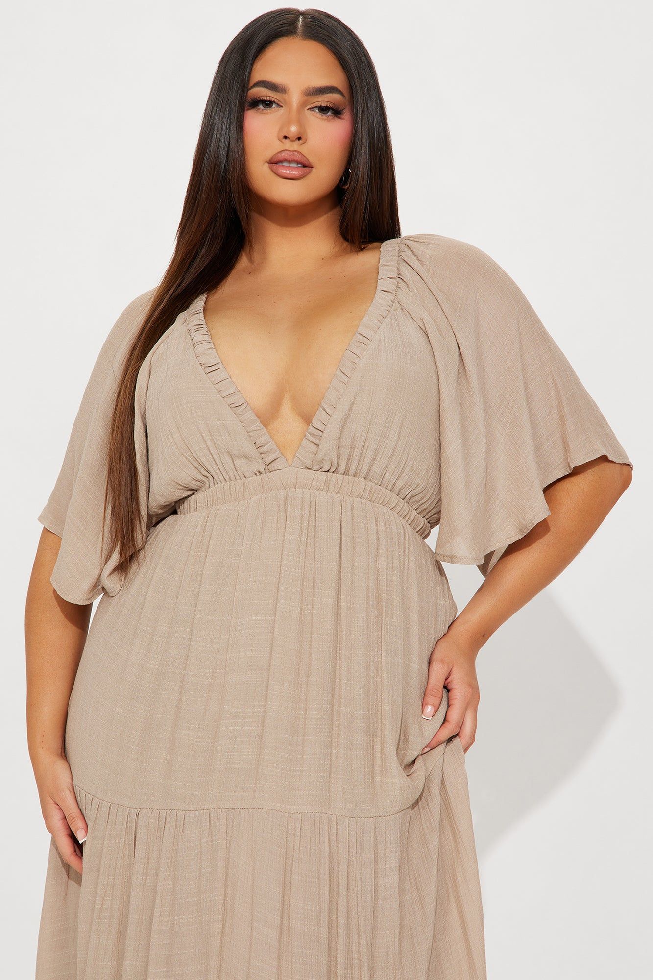 Elena Ruffle Maxi Dress - Mocha sold by Fashion Nova product image thumbnail 5