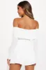 Zahraa Off Shoulder Romper - Ivory sold by Fashion Nova