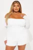 Zahraa Off Shoulder Romper - Ivory sold by Fashion Nova
