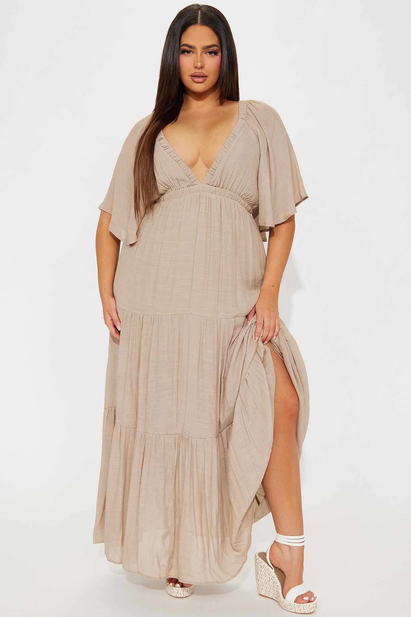 Elena Ruffle Maxi Dress - Mocha sold by Fashion Nova product image thumbnail 4