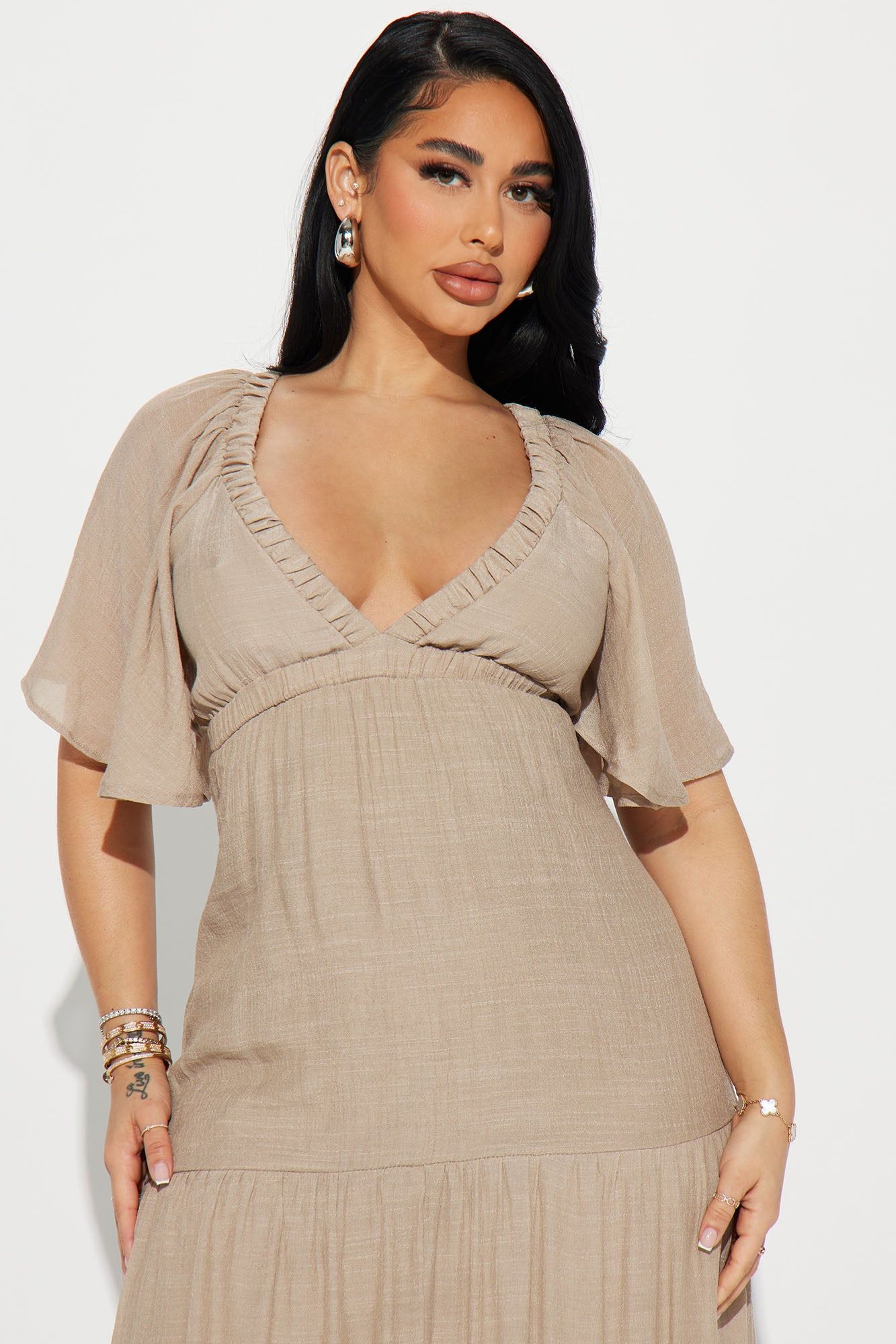 Elena Ruffle Maxi Dress - Mocha sold by Fashion Nova product image thumbnail 2