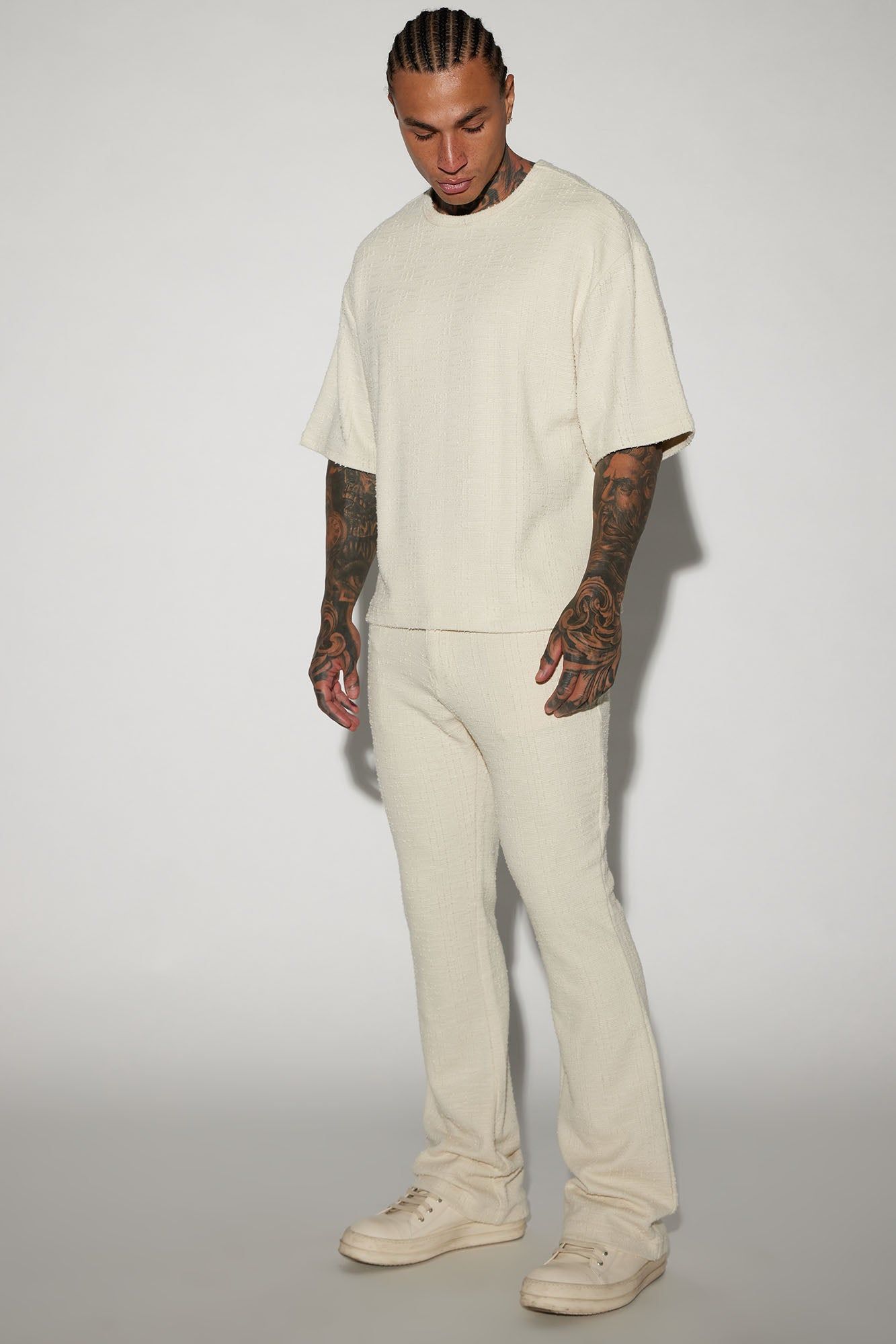 Jordan Textured Stacked Slim Flare Pants - Off White sold by Fashion Nova product image thumbnail 2