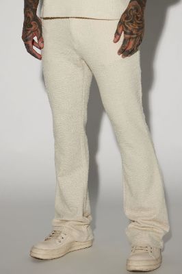 Jordan Textured Stacked Slim Flare Pants - Off White sold by Fashion Nova