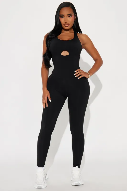 Pump It Up Active Jumpsuit - Black sold by Fashion Nova