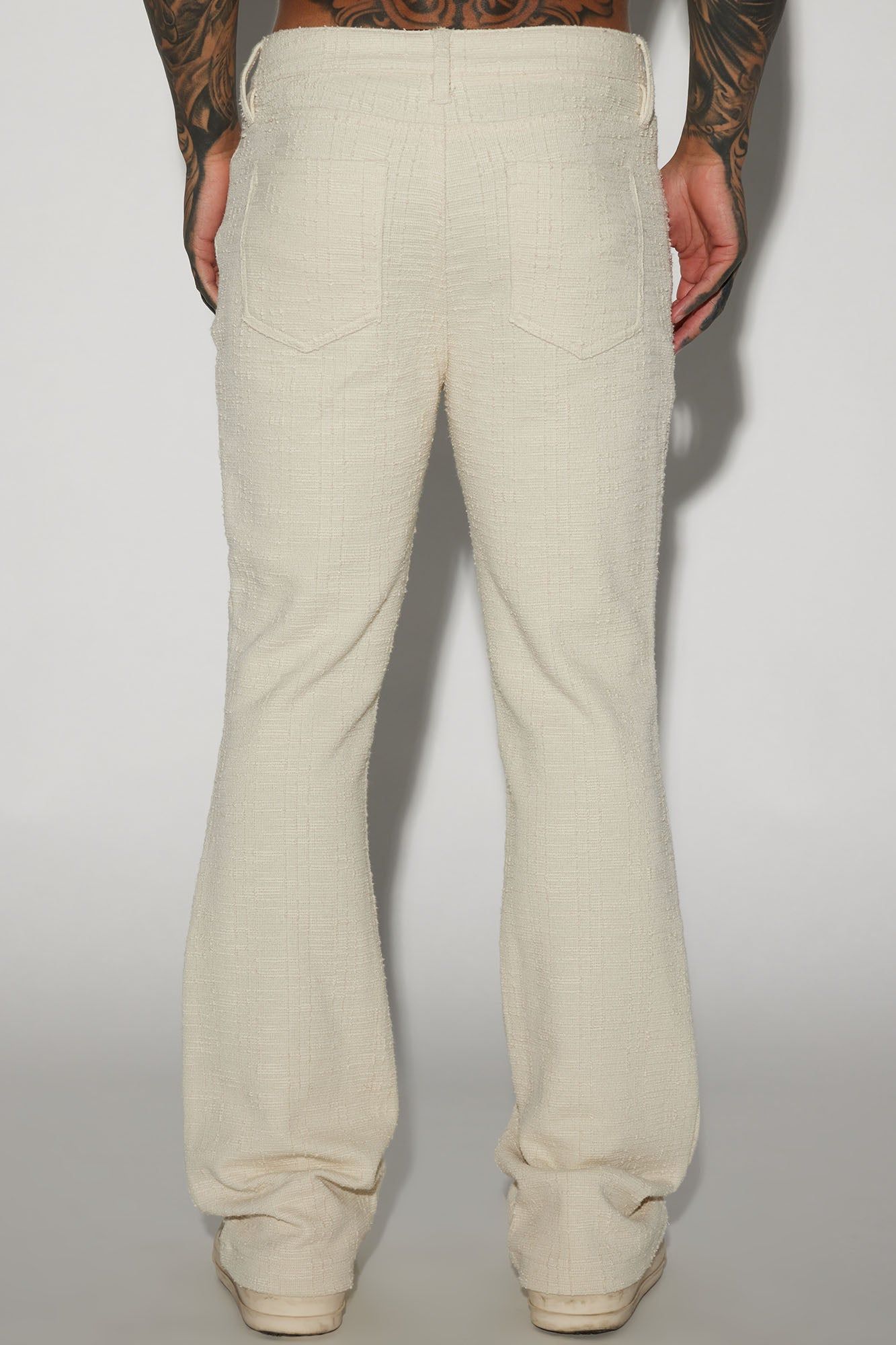 Jordan Textured Stacked Slim Flare Pants - Off White sold by Fashion Nova product image thumbnail 4