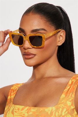Groove With Me Sunglasses - Yellow made by Fashion Nova