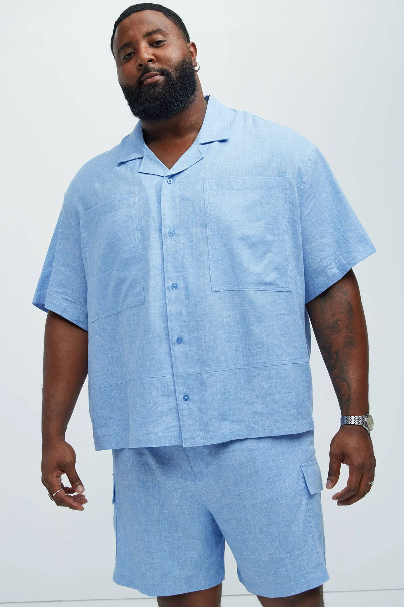 Bahamas Linen Cuban Shirt - Ice Blue sold by Fashion Nova product image thumbnail 4