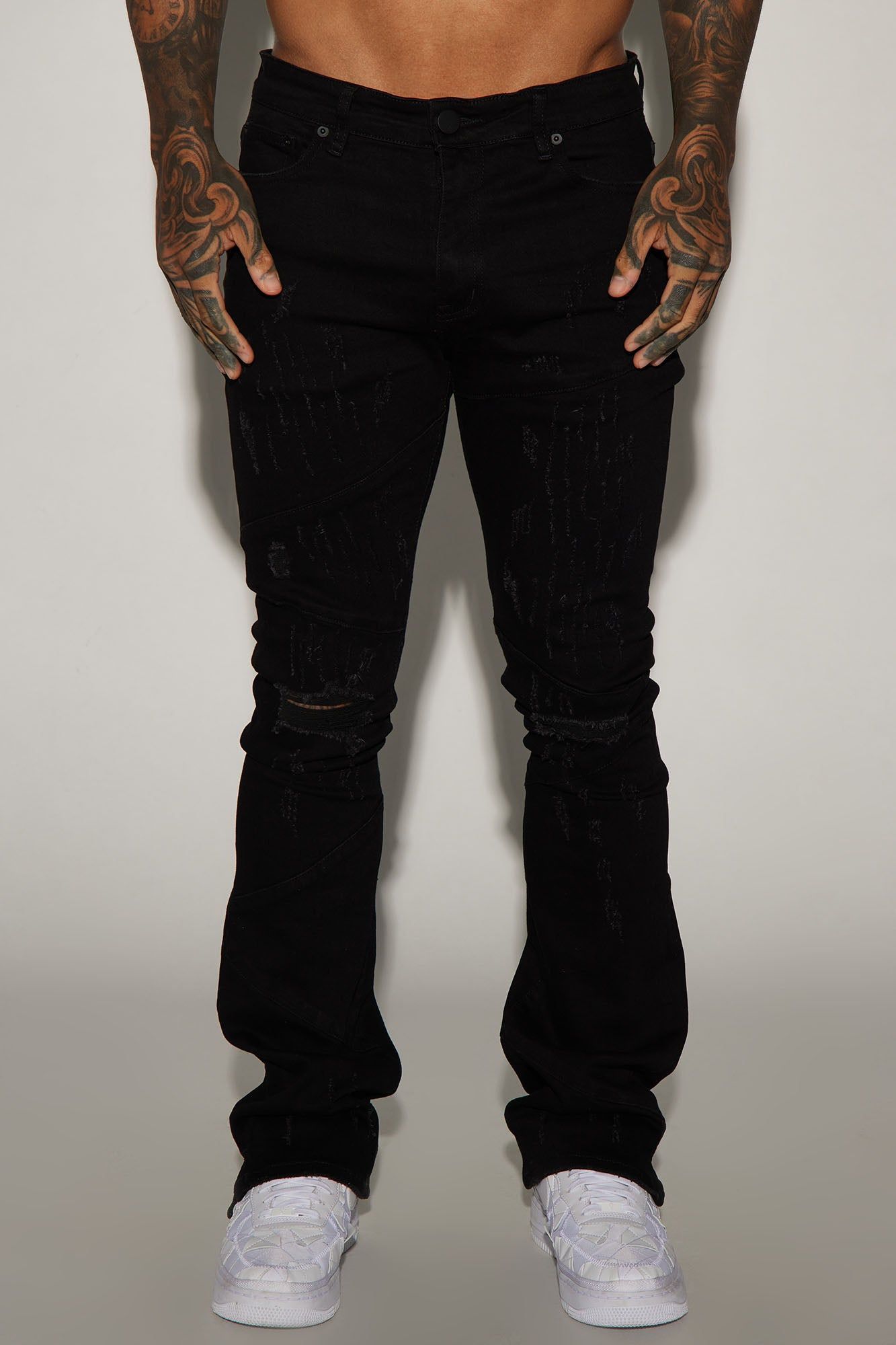 Lowkey Panel Stacked Skinny Flare Jeans - Black sold by Fashion Nova product image thumbnail 3