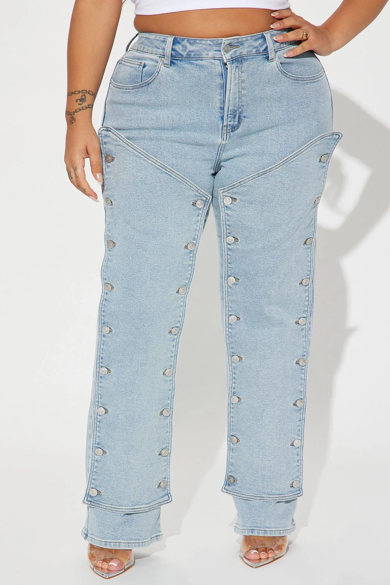 Sticking With It Stretch Straight Leg Jeans - Light Wash sold by Fashion Nova product image thumbnail 5