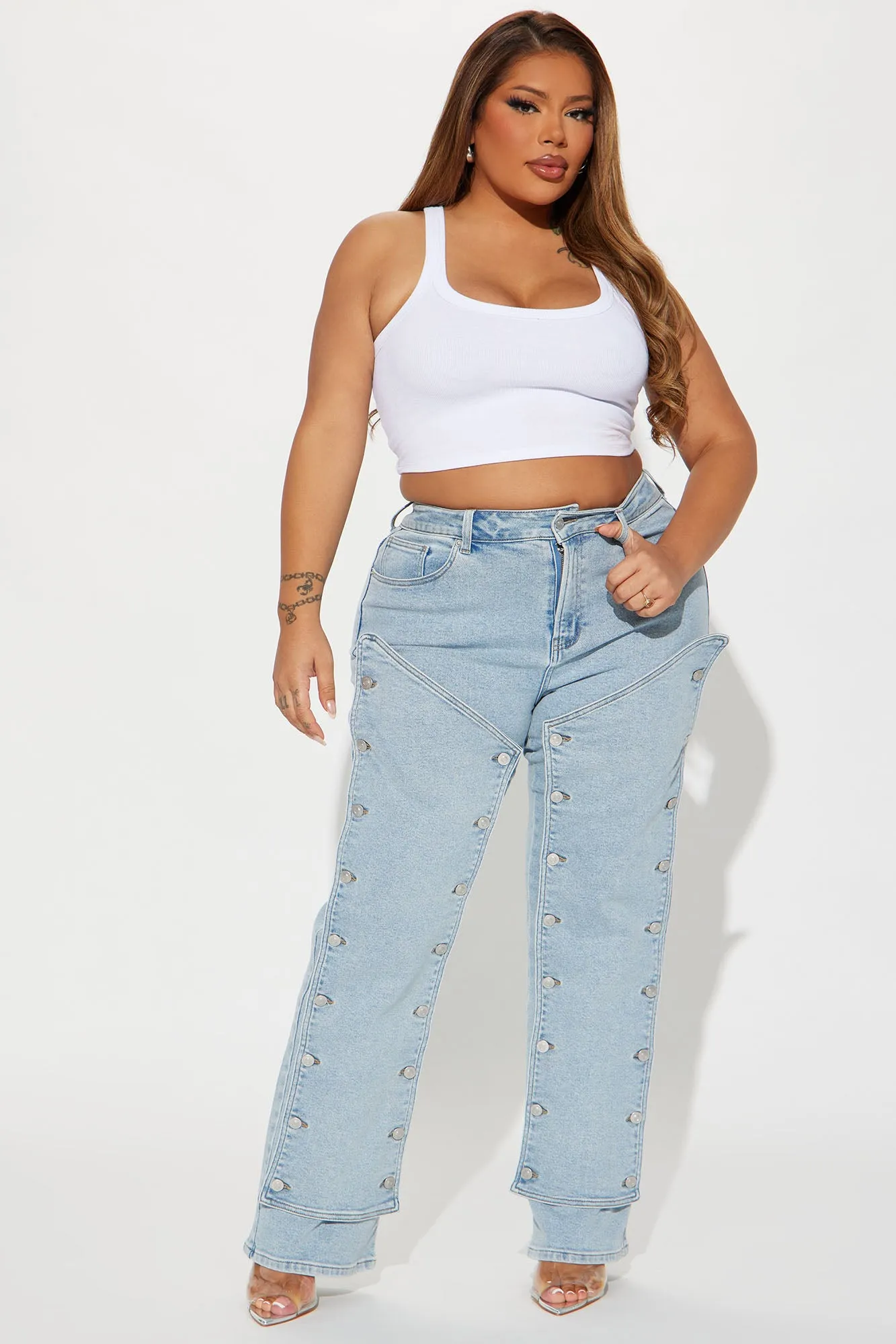 Sticking With It Stretch Straight Leg Jeans - Light Wash sold by Fashion Nova product image thumbnail 4