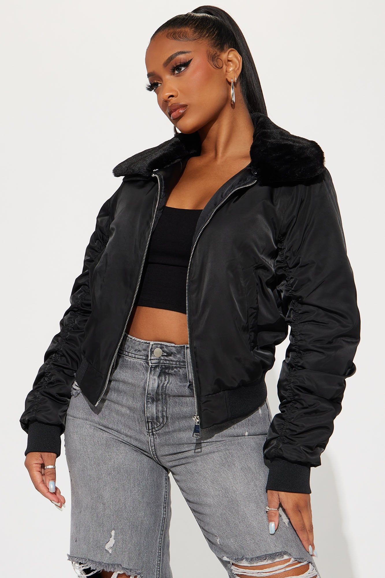 Let It Go Bomber Jacket - Black sold by Fashion Nova product image thumbnail 2