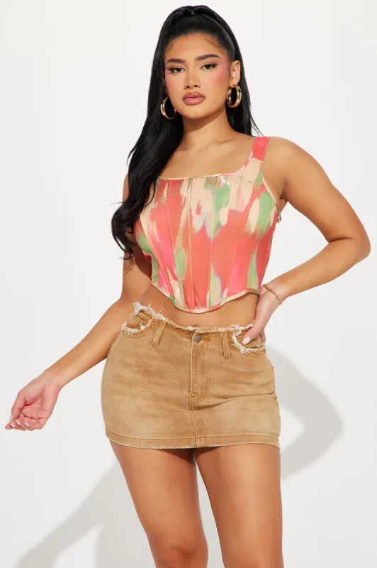 Summer Sunset Corset Top - Orange/combo sold by Fashion Nova