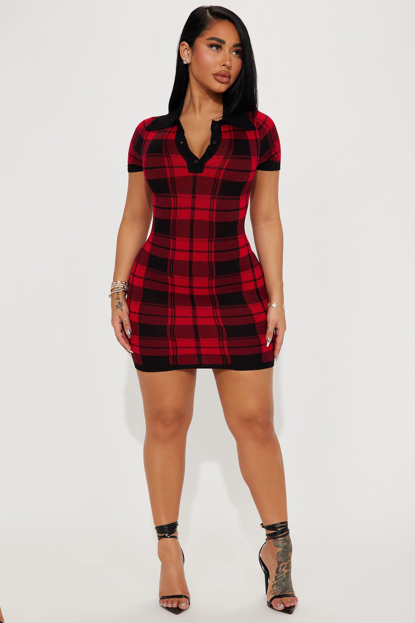 Riley Sweater Mini Dress - Red/combo sold by Fashion Nova product image thumbnail 2