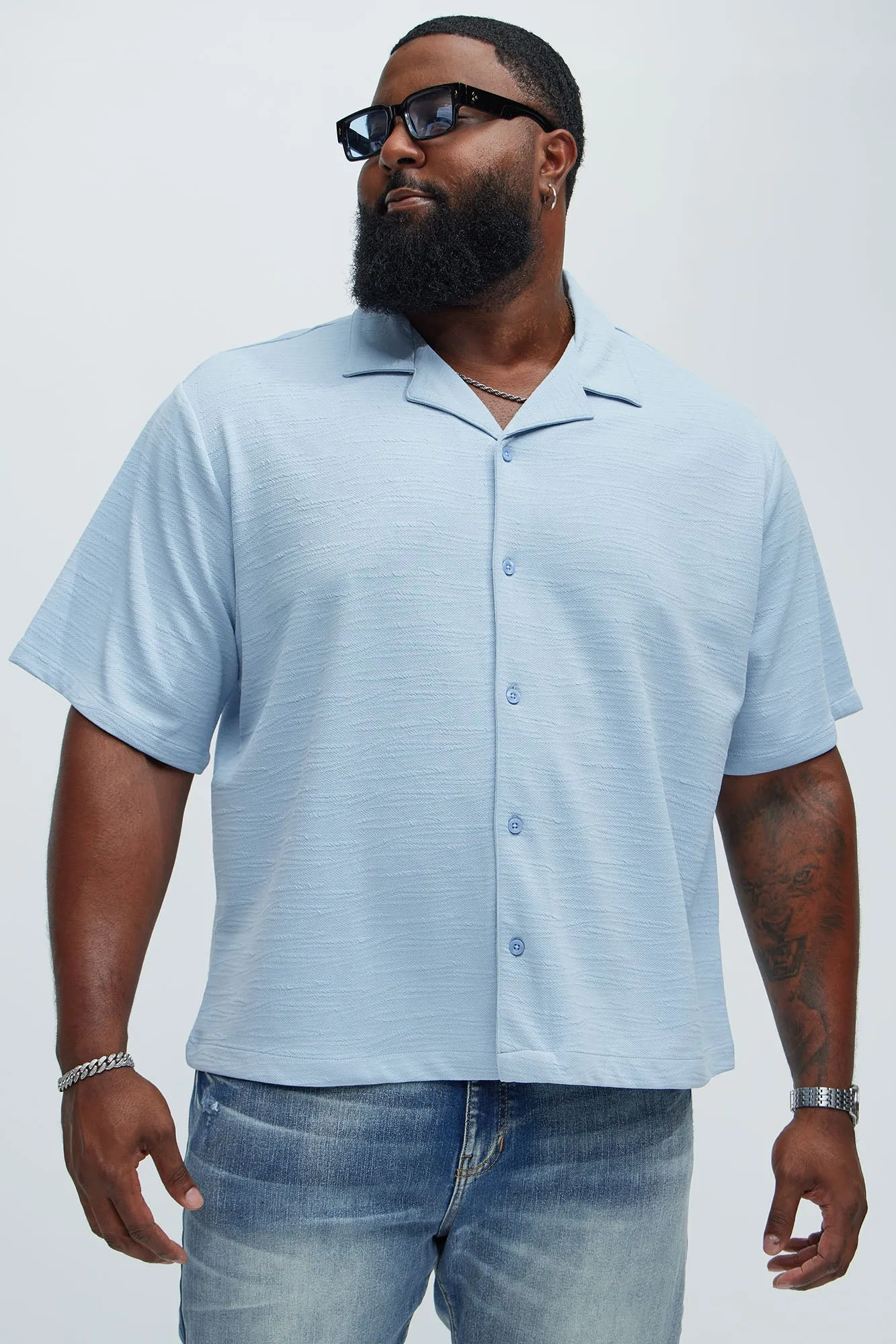 Reid Textured Shirt - Blue sold by Fashion Nova product image thumbnail 5
