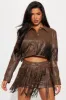 Queen of The Rodeo Fringe Skirt Set - Chocolate sold by Fashion Nova