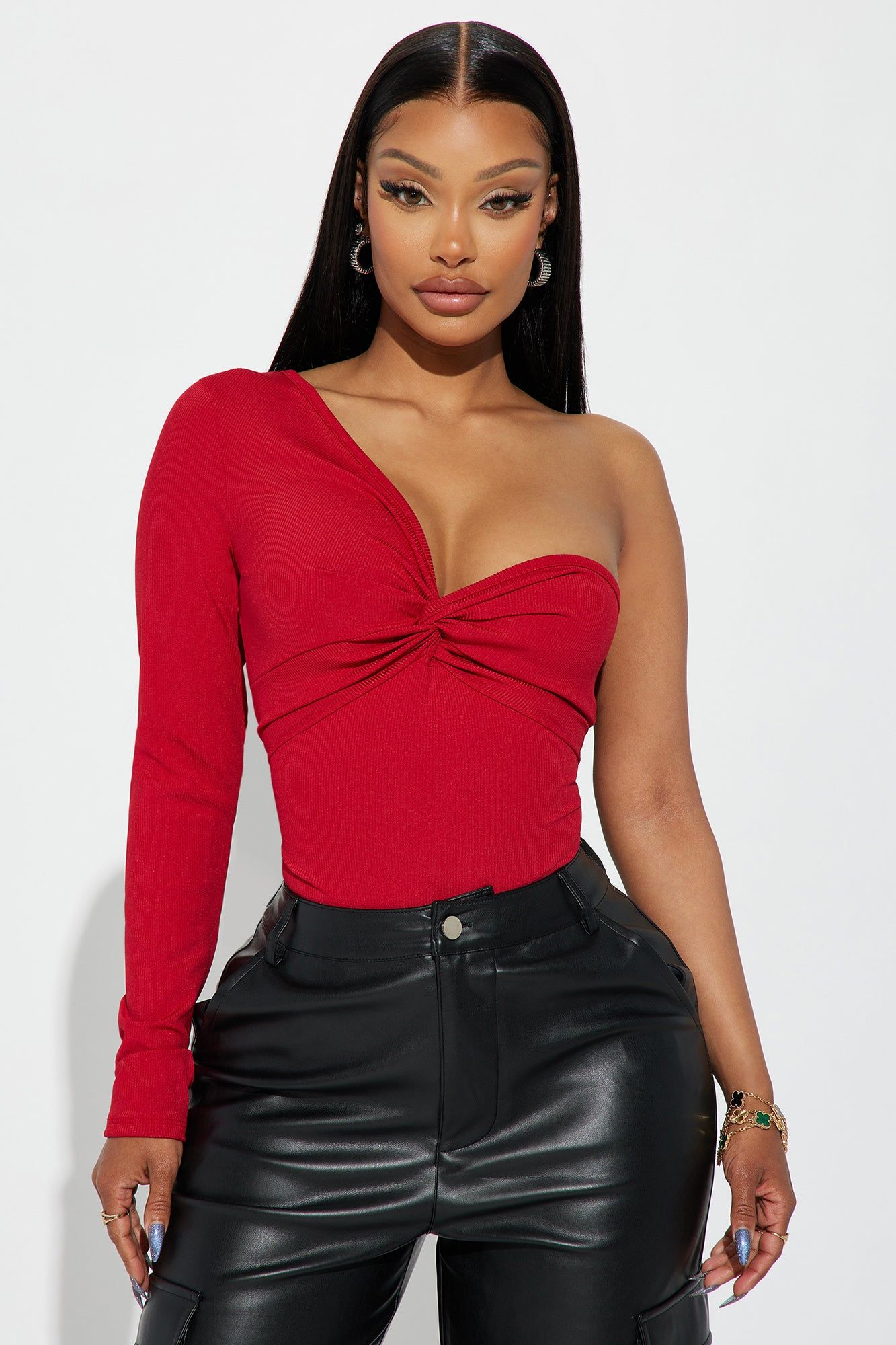 Cherry Bomb One Shoulder Bodysuit - Red sold by Fashion Nova product image thumbnail 3