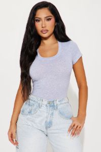 Alyssa Crew Neck Top - Heather Grey sold by Fashion Nova