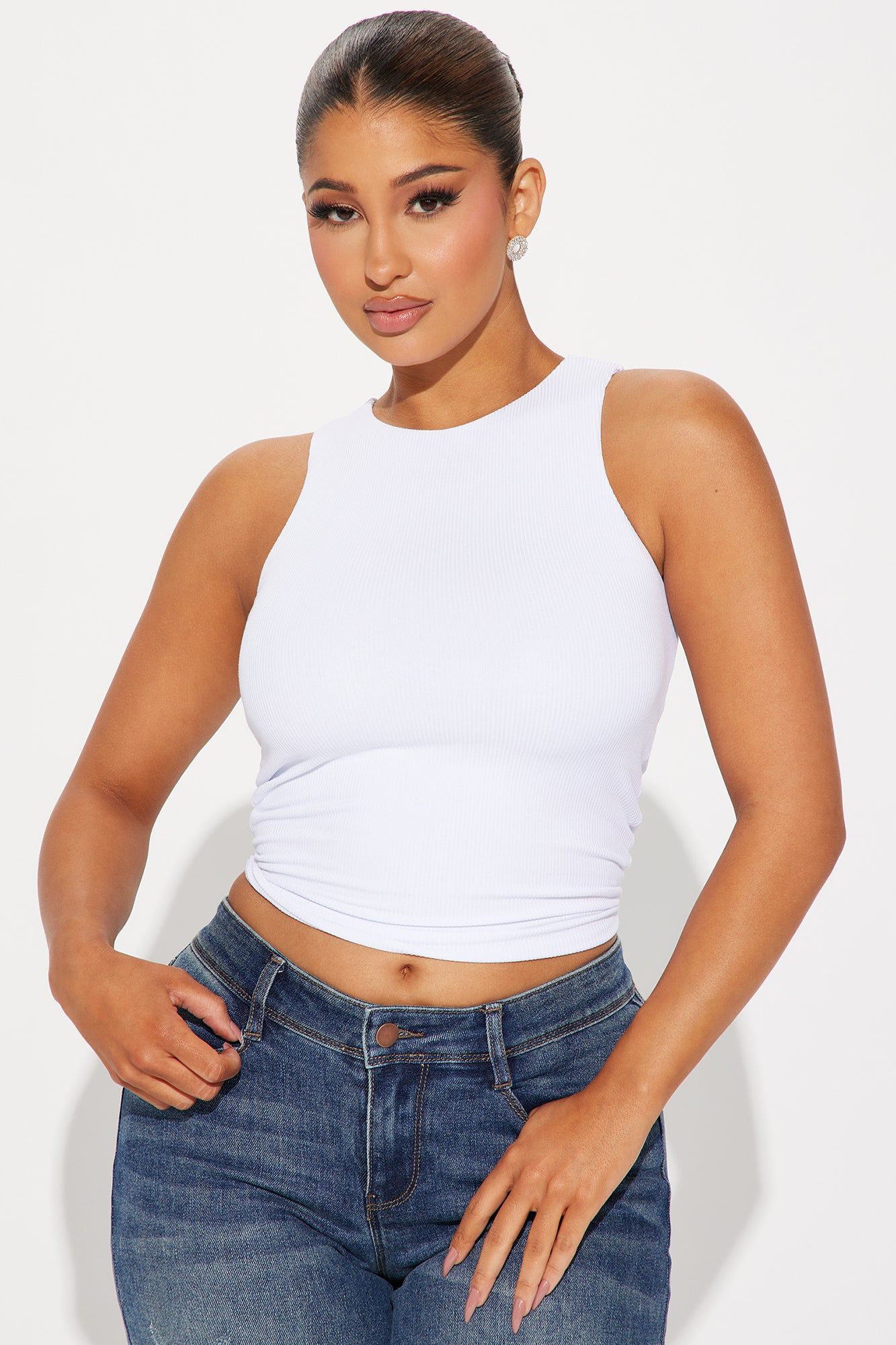 Sasha Racerback Ribbed Tank Top - White sold by Fashion Nova