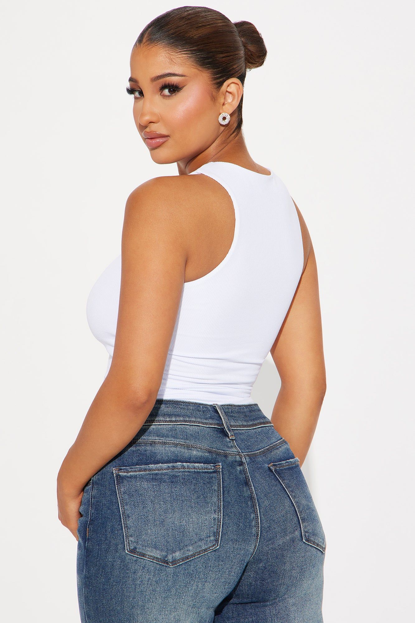 Sasha Racerback Ribbed Tank Top - White sold by Fashion Nova product image thumbnail 3