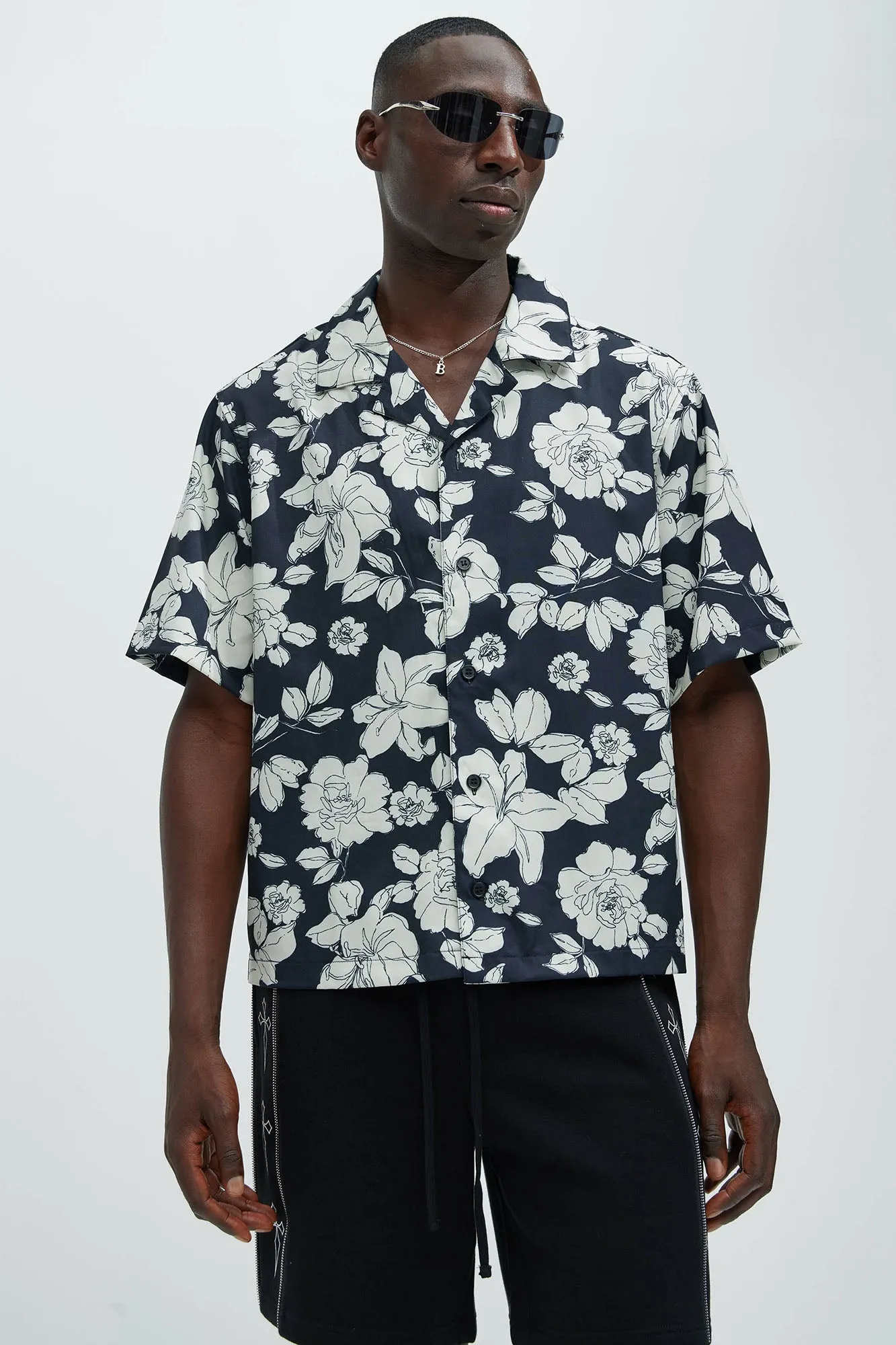 Zeke Floral Shirt - Black/White sold by Fashion Nova