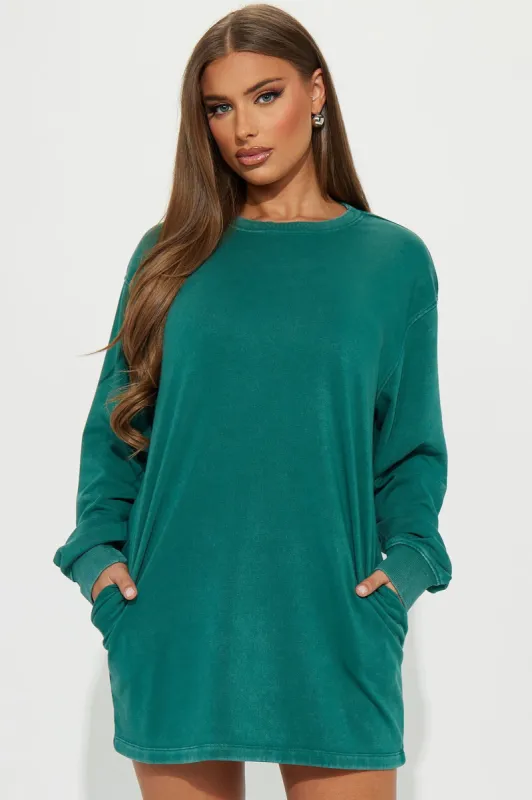Sweat It Out Sweatshirt Mini Dress - Green sold by Fashion Nova