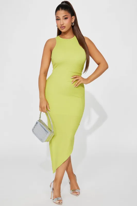 Kerry Textured Midi Dress - Lime sold by Fashion Nova