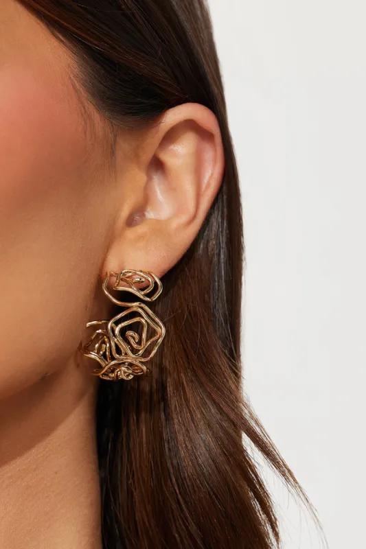 Abstract Floral Hoop Earrings  - Gold sold by Fashion Nova