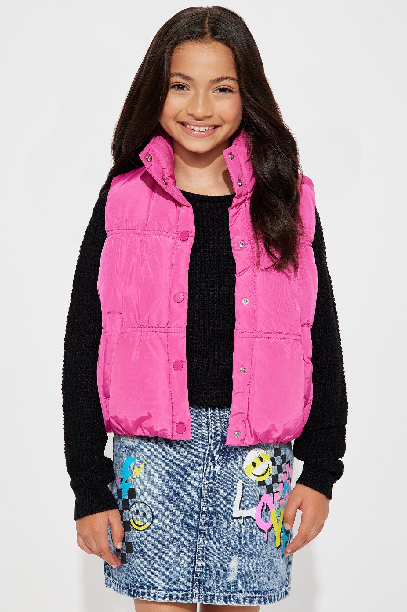 Mini Stella Puffer Vest - Pink sold by Fashion Nova