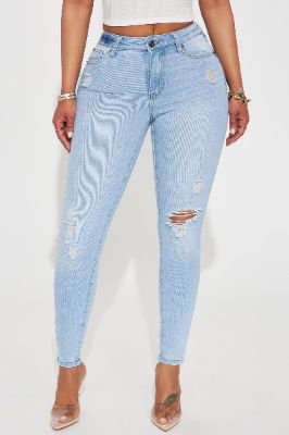 Ines Mid Rise Stretch Skinny Jeans - Light Wash sold by Fashion Nova